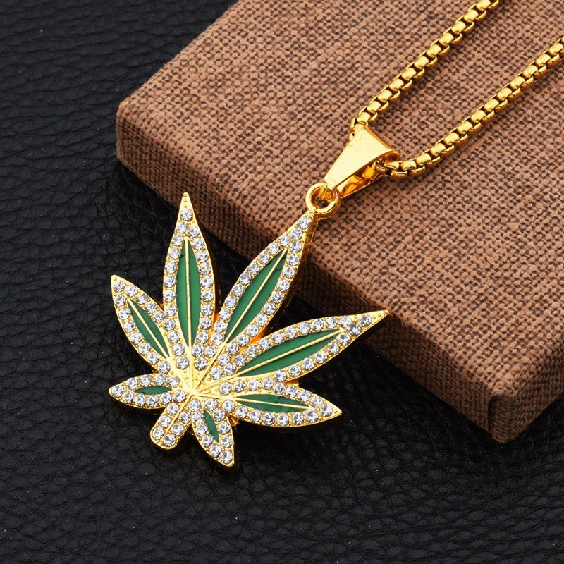 Dry Herb Vaping Accessories - Strass erva daninha pingente colar masculino